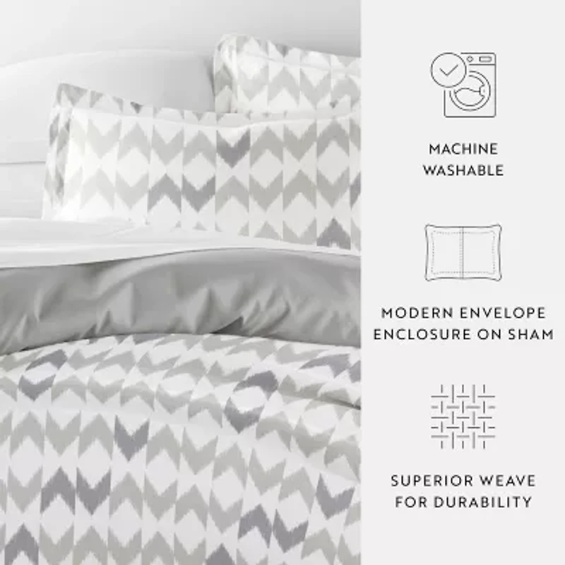 Casual Comfort Chevron Sleep Pattern Oversized Reversible Duvet Cover Set