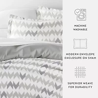 Casual Comfort Chevron Sleep Pattern Oversized Reversible Duvet Cover Set