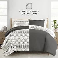 Casual Comfort Etched Gate Pattern Oversized Reversible Duvet Cover Set