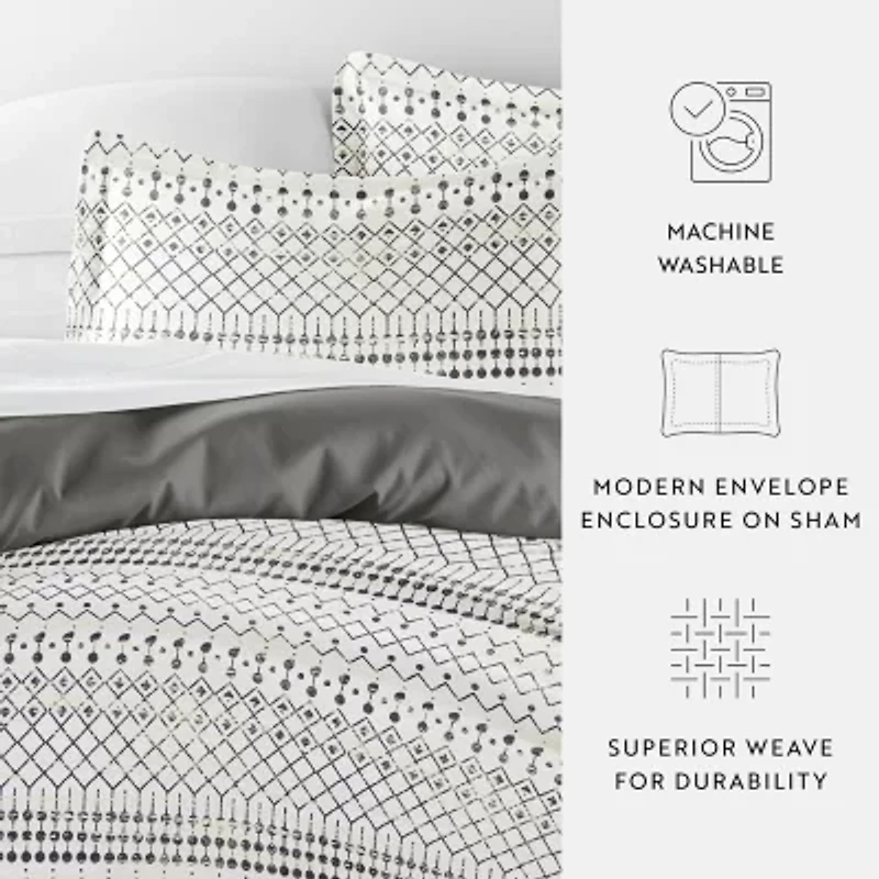 Casual Comfort Etched Gate Pattern Oversized Reversible Duvet Cover Set