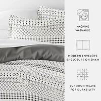 Casual Comfort Etched Gate Pattern Oversized Reversible Duvet Cover Set
