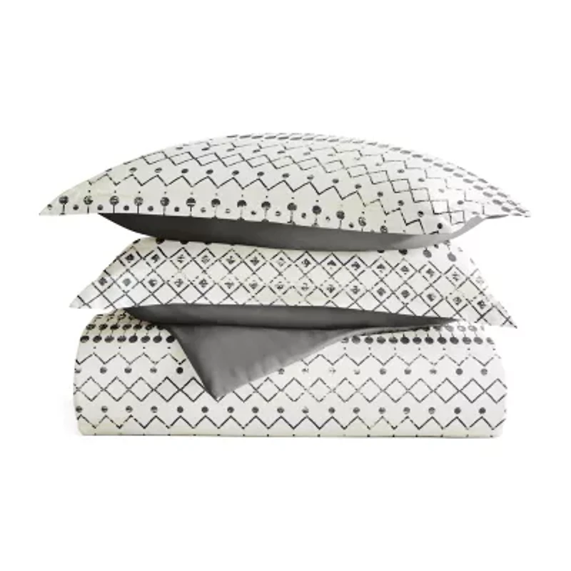 Casual Comfort Etched Gate Pattern Oversized Reversible Duvet Cover Set