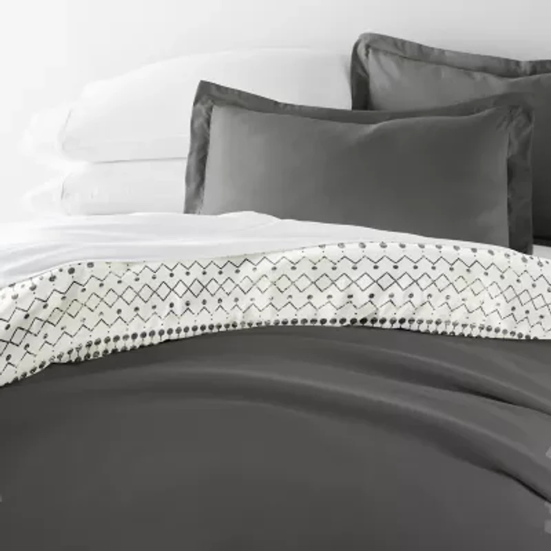 Casual Comfort Etched Gate Pattern Oversized Reversible Duvet Cover Set