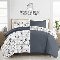 Casual Comfort Flower Field Pattern Oversized Reversible Duvet Cover Set