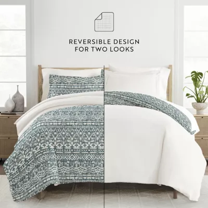 Casual Comfort Modern Rustic Pattern Oversized Reversible Duvet Cover Set