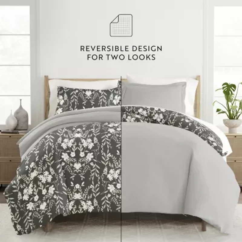 Casual Comfort Secret Garden Pattern Oversized Reversible Duvet Cover Set