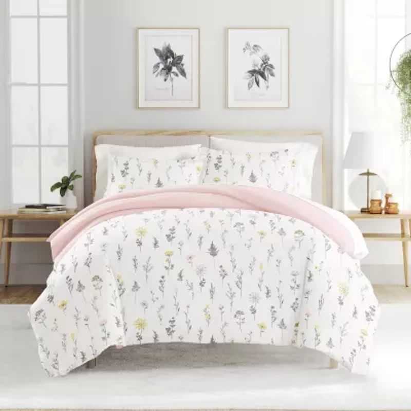 Casual Comfort Wild Flower Pattern Oversized Reversible Duvet Cover Set
