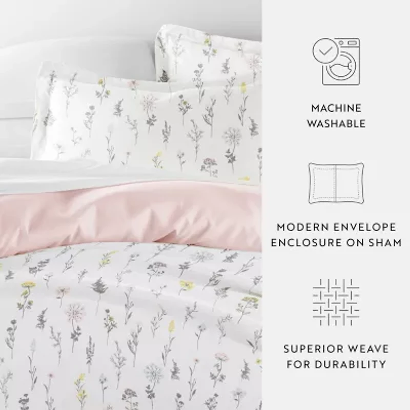 Casual Comfort Wild Flower Pattern Oversized Reversible Duvet Cover Set