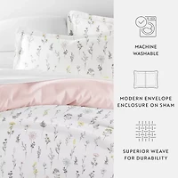 Casual Comfort Wild Flower Pattern Oversized Reversible Duvet Cover Set
