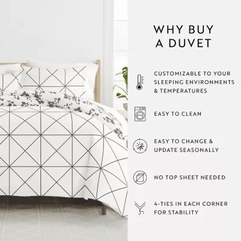 Casual Comfort Edgy Flowers Pattern Oversized Reversible Duvet Cover Set
