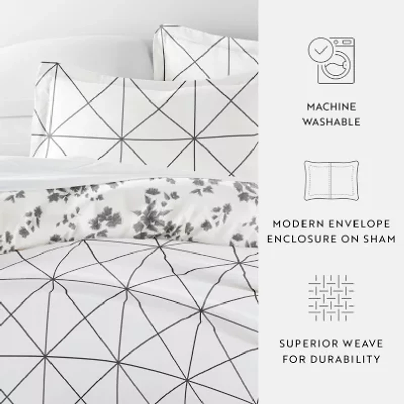 Casual Comfort Edgy Flowers Pattern Oversized Reversible Duvet Cover Set