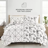Casual Comfort Edgy Flowers Pattern Oversized Reversible Duvet Cover Set
