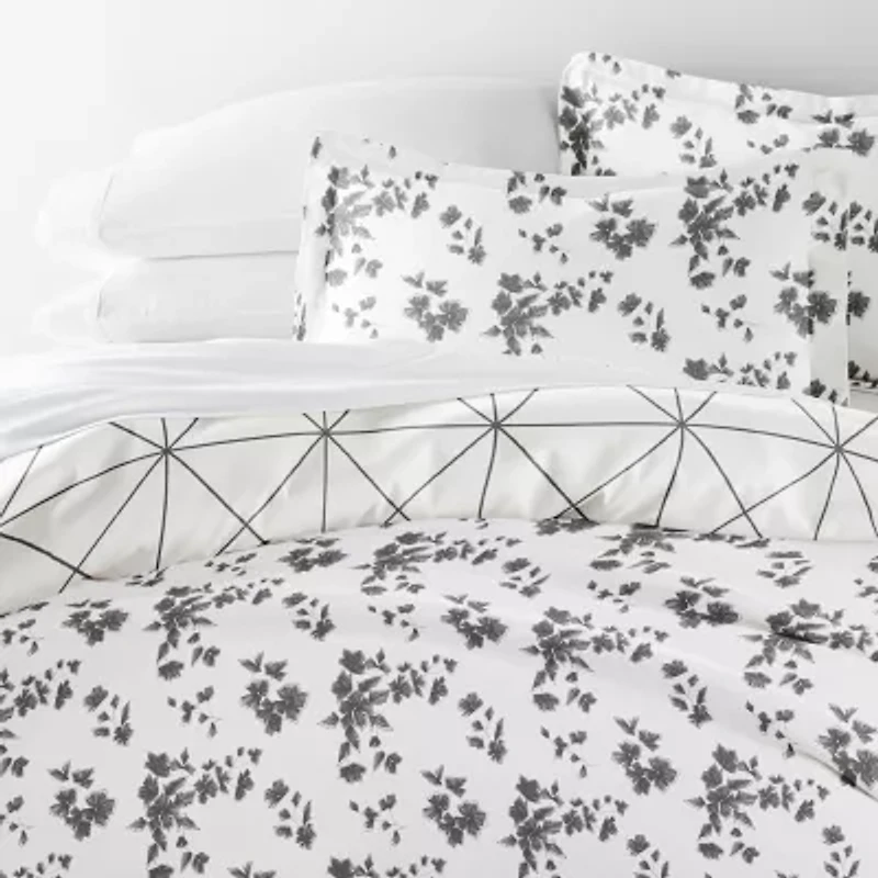 Casual Comfort Edgy Flowers Pattern Oversized Reversible Duvet Cover Set