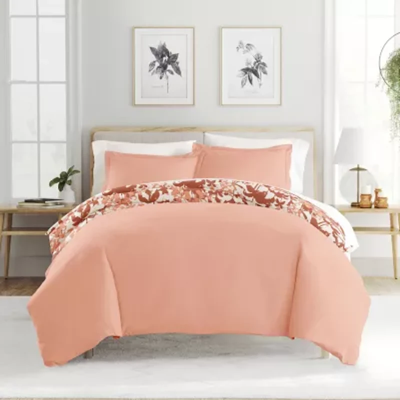 Casual Comfort Boho Flower Patterned Reversible Duvet Cover Set