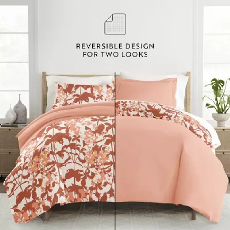 Casual Comfort Boho Flower Patterned Reversible Duvet Cover Set