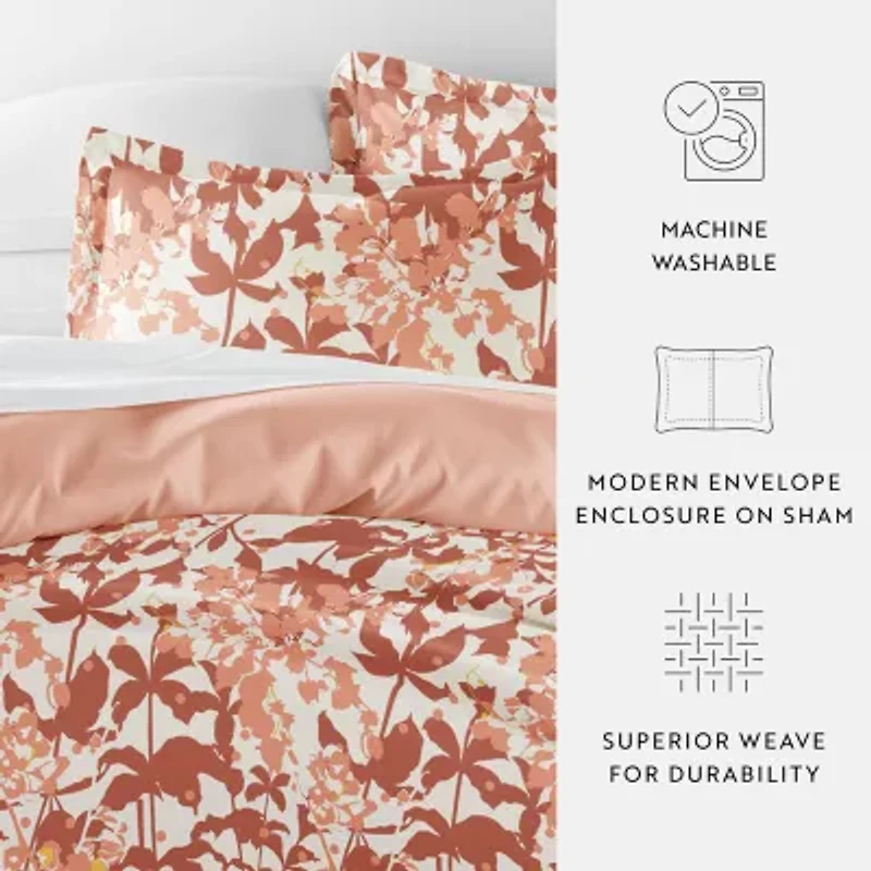 Casual Comfort Boho Flower Patterned Reversible Duvet Cover Set