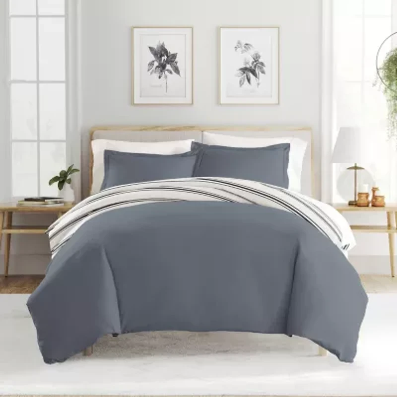 Casual Comfort Desert Stripe Patterned Reversible Duvet Cover Set