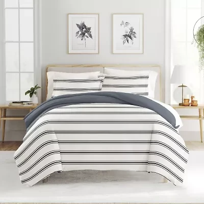 Casual Comfort Desert Stripe Patterned Reversible Duvet Cover Set