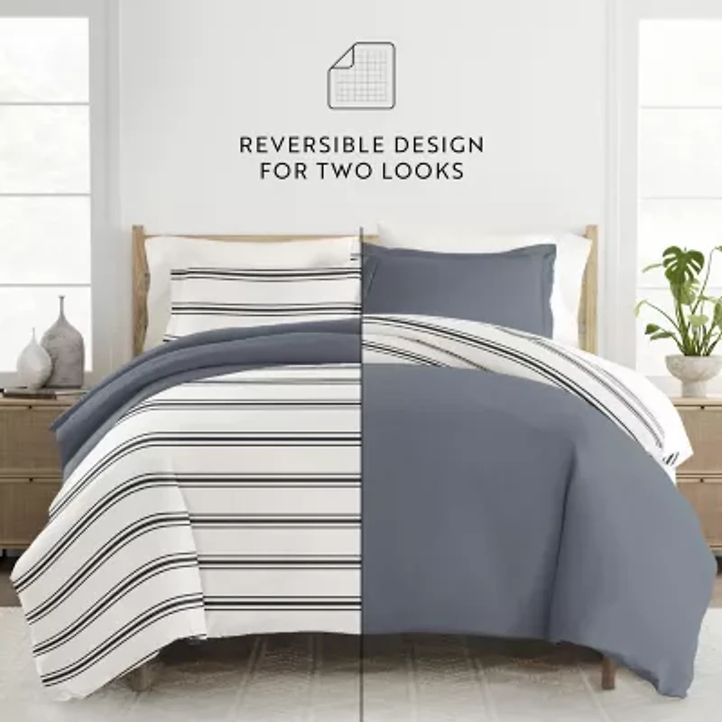Casual Comfort Desert Stripe Patterned Reversible Duvet Cover Set