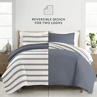 Casual Comfort Desert Stripe Patterned Reversible Duvet Cover Set