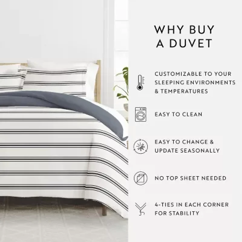 Casual Comfort Desert Stripe Patterned Reversible Duvet Cover Set