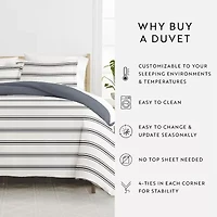 Casual Comfort Desert Stripe Patterned Reversible Duvet Cover Set