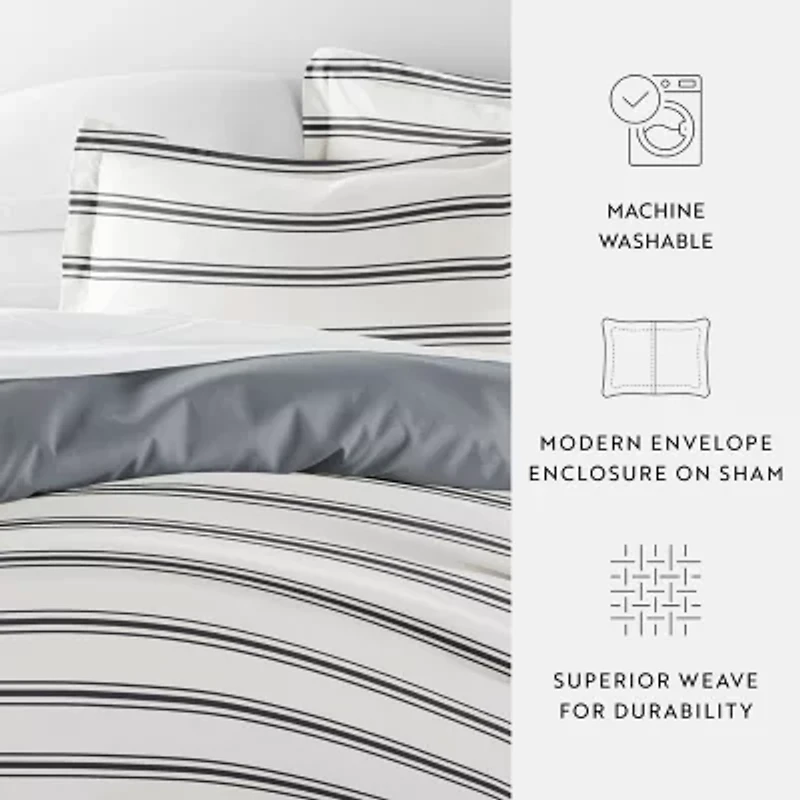 Casual Comfort Desert Stripe Patterned Reversible Duvet Cover Set