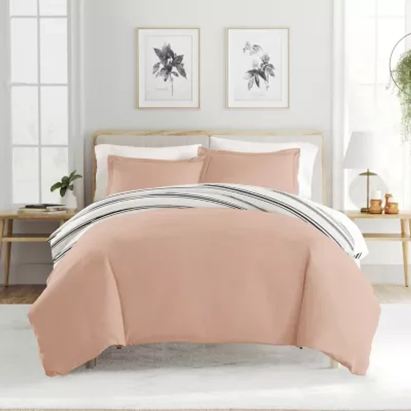 Casual Comfort Desert Stripe Patterned Reversible Duvet Cover Set