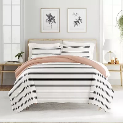 Casual Comfort Desert Stripe Patterned Reversible Duvet Cover Set