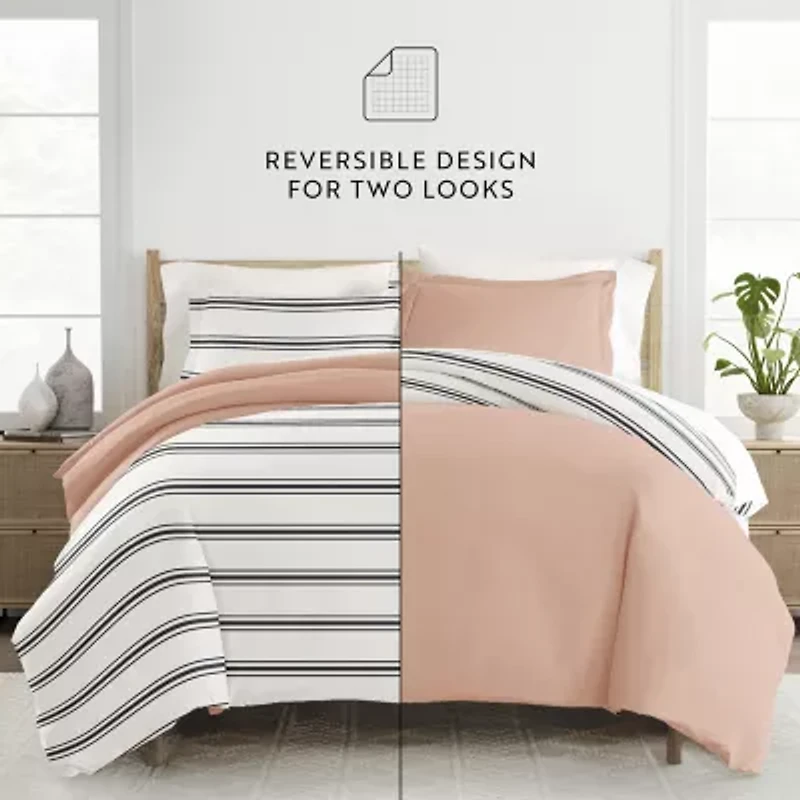 Casual Comfort Desert Stripe Patterned Reversible Duvet Cover Set