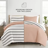 Casual Comfort Desert Stripe Patterned Reversible Duvet Cover Set