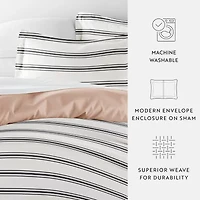 Casual Comfort Desert Stripe Patterned Reversible Duvet Cover Set