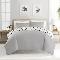 Casual Comfort Painted Polkadot Patterned Reversible Duvet Cover Set