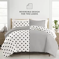 Casual Comfort Painted Polkadot Patterned Reversible Duvet Cover Set
