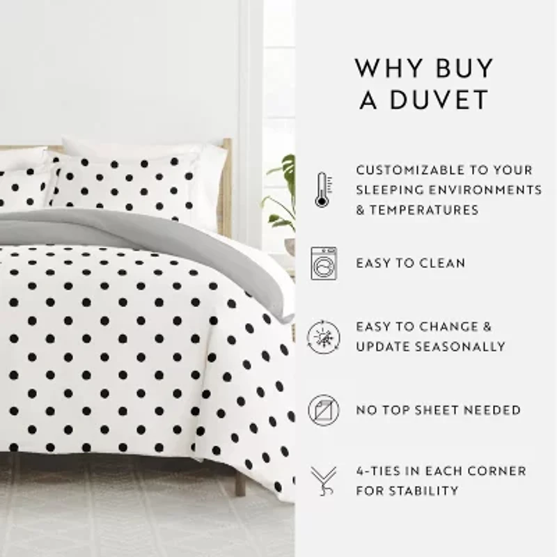 Casual Comfort Painted Polkadot Patterned Reversible Duvet Cover Set
