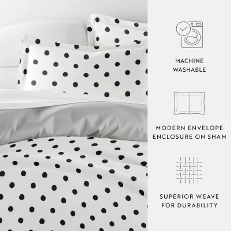 Casual Comfort Painted Polkadot Patterned Reversible Duvet Cover Set