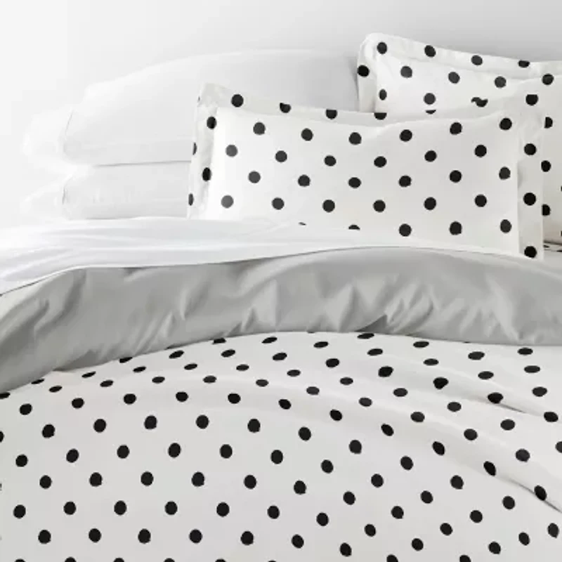 Casual Comfort Painted Polkadot Patterned Reversible Duvet Cover Set