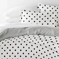 Casual Comfort Painted Polkadot Patterned Reversible Duvet Cover Set