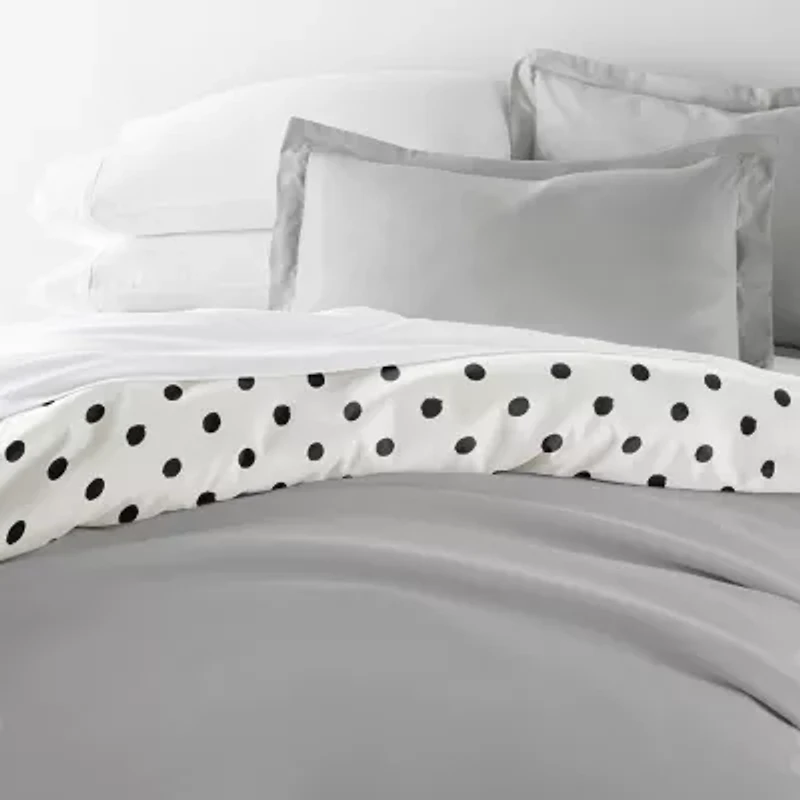 Casual Comfort Painted Polkadot Patterned Reversible Duvet Cover Set