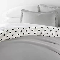 Casual Comfort Painted Polkadot Patterned Reversible Duvet Cover Set