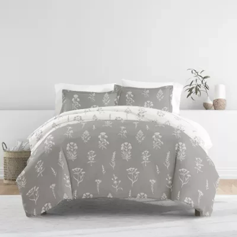 Casual Comfort Botany Floral Patterned Reversible Duvet Cover Set