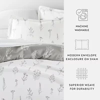 Casual Comfort Botany Floral Patterned Reversible Duvet Cover Set