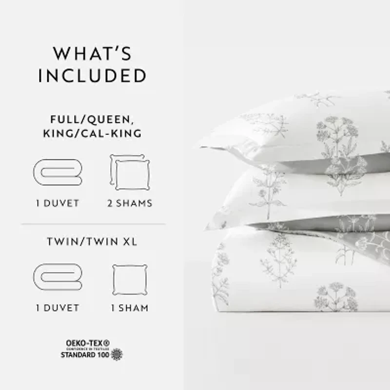 Casual Comfort Botany Floral Patterned Reversible Duvet Cover Set