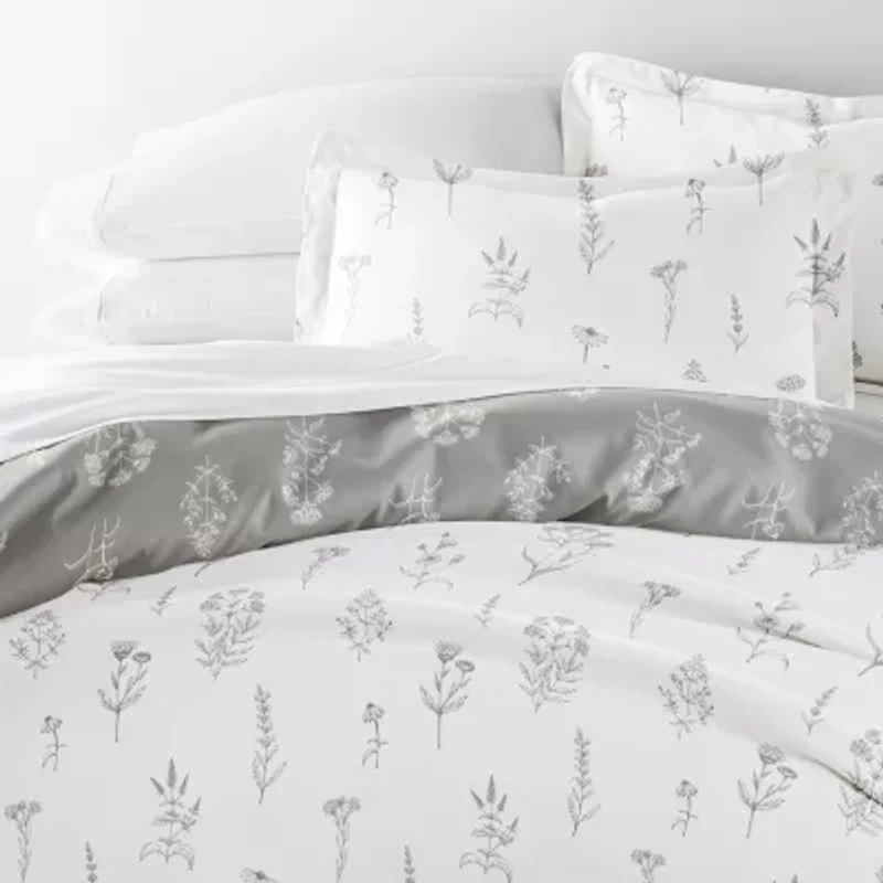 Casual Comfort Botany Floral Patterned Reversible Duvet Cover Set