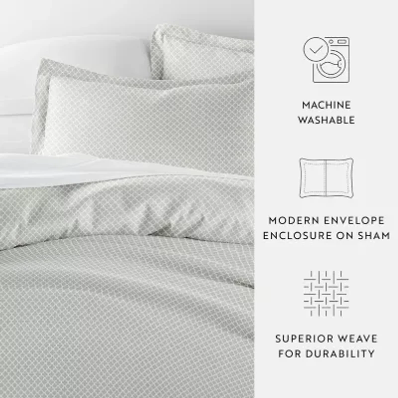 Casual Comfort Premium Ultra Soft Quatrefoil Pattern Duvet Cover Set