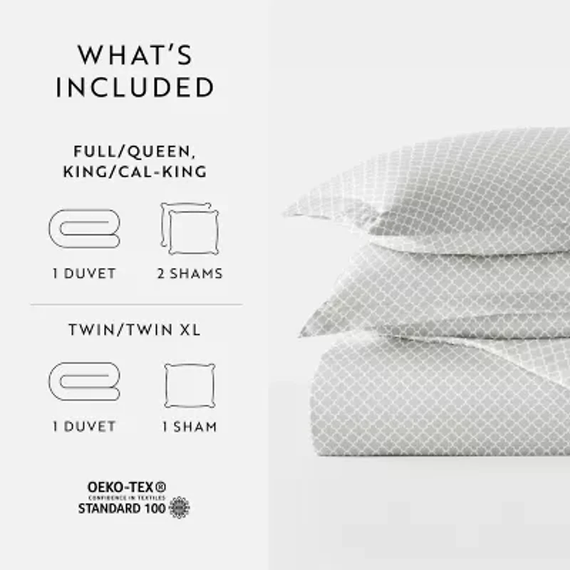 Casual Comfort Premium Ultra Soft Quatrefoil Pattern Duvet Cover Set