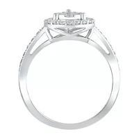 Certified Womens 1/2 CT. T.W. Natural White Diamond 14K Gold Pear Halo Cocktail Ring