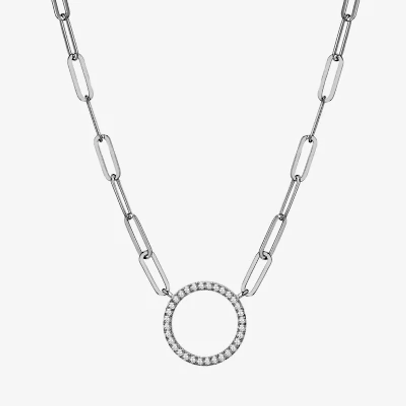 Paris 1901 By Charles Garnier Womens White Cubic Zirconia Sterling Silver Circle 18 Inch Pendant Necklace