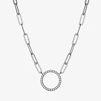 Paris 1901 By Charles Garnier Womens White Cubic Zirconia Sterling Silver Circle 18 Inch Pendant Necklace