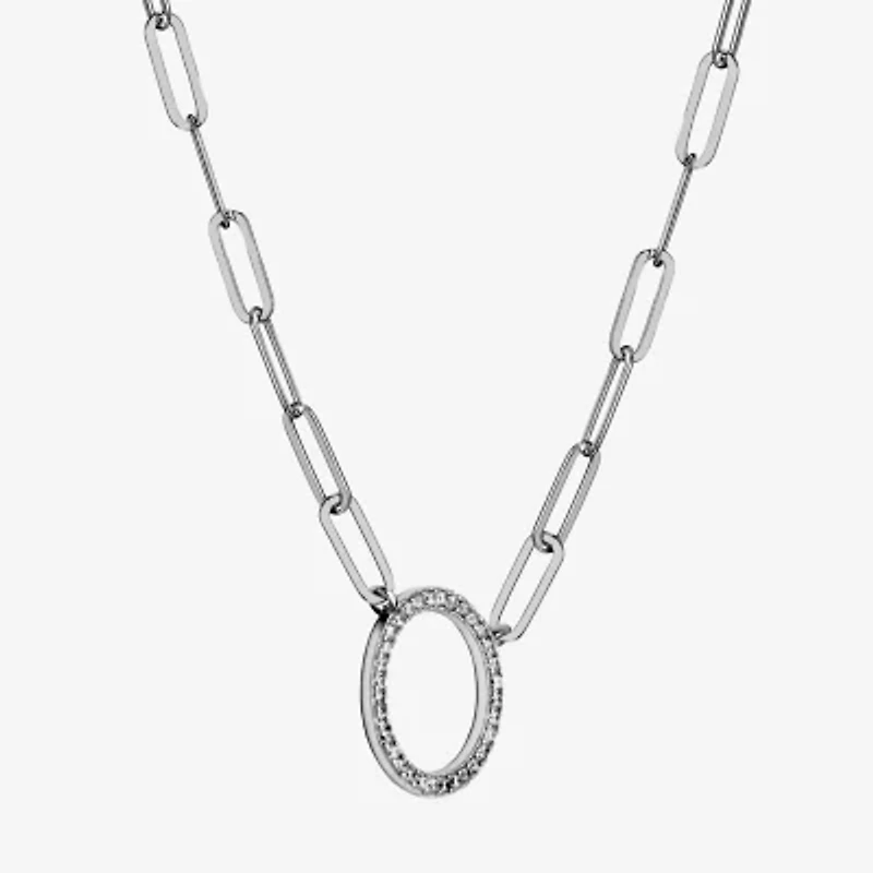 Paris 1901 By Charles Garnier Womens White Cubic Zirconia Sterling Silver Circle 18 Inch Pendant Necklace